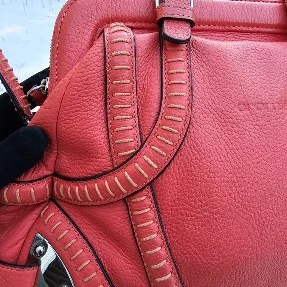 Cromia Womens Pink Pebble Leather Shoulder Bag, Made in Italy, Pre-owned - Picture 11 of 16